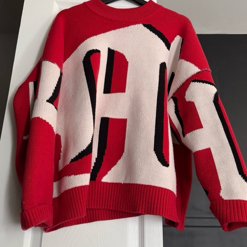 Maeve Anthropologie Red Graphic Sweater
